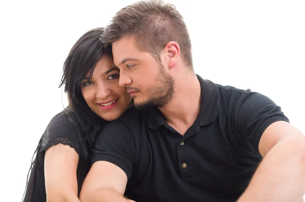 Glückliche Freundin mit hübschem Freund — Stockfoto