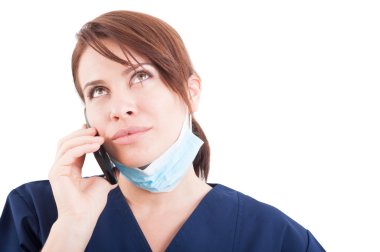 Modern woman dentist making phone appointment