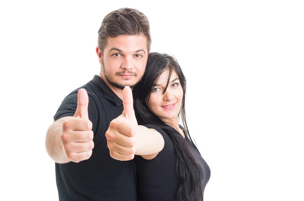 Young and excited couple showing like gesture — Stock Fotó