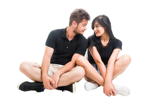Boyfriend and girlfriend inlove on white background — Stock Fotó