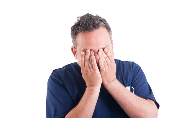 Exhausted and tired man doctor — Stock Photo, Image