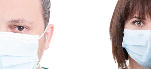 Närbild med halva ansiktet av en manlig läkare — Stockfoto
