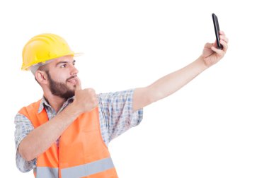 Gibi gösterilen bir selfie alarak mühendis