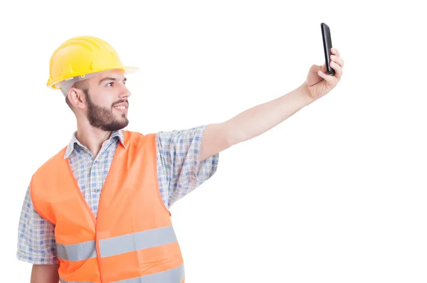 Constructeur prenant un selfie — Photo