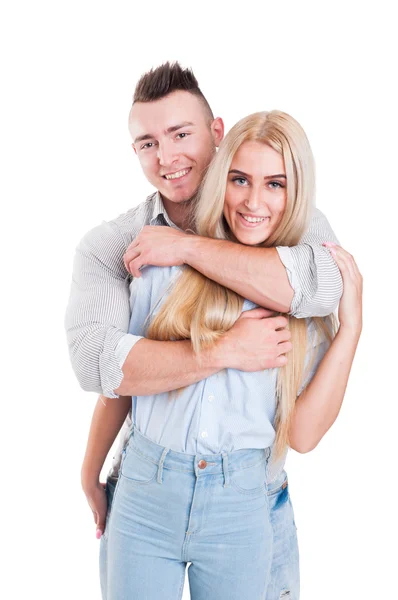 Beautiful young and smiling couple — Stock Photo, Image