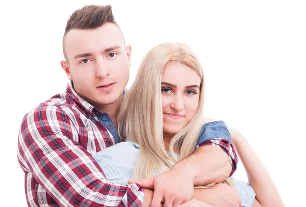 Young and beautiful couple looking at the camera — Stock Photo, Image