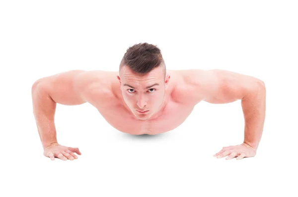 Man fitness instructor making push ups — Stock Photo, Image