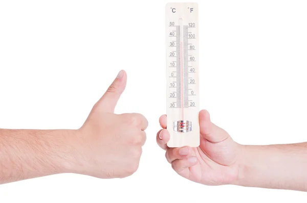 Concepto de buena temperatura con gesto similar — Foto de Stock