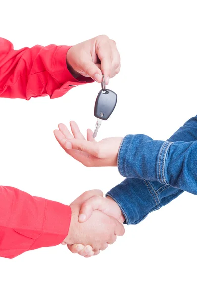 Auto key handing and handshake — Stock Photo, Image