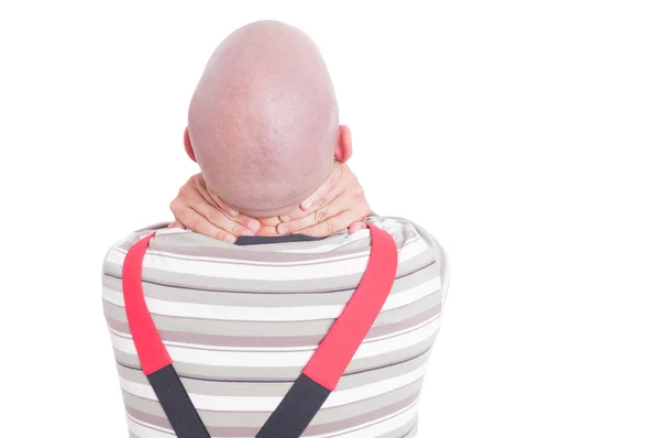 首の後ろの痛みを有する労働者 — ストック写真