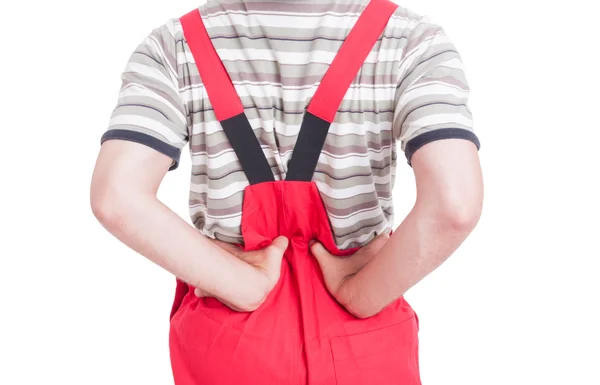 Mechanic or plumber having lumbar area pain — Stock Photo, Image