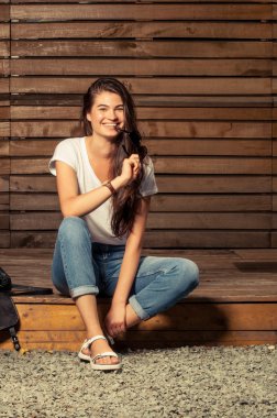 Fotoğraf çekim, mutlu kadın modeli