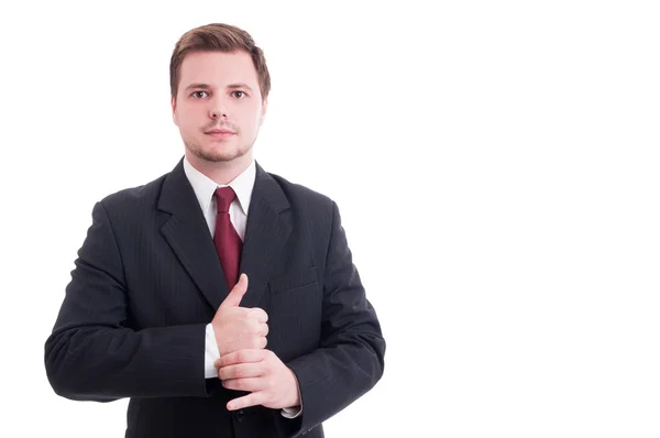 Accountant or financial manager fixing elegant suit sleeve — Stock Photo, Image