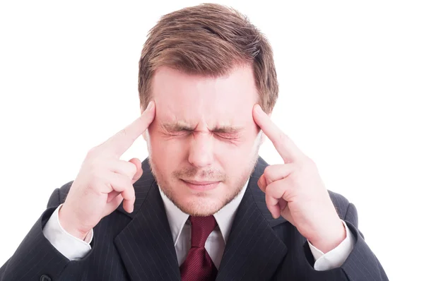 Empresario, contable o gerente financiero dolor de cabeza severo — Foto de Stock