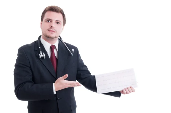 Medic or doctor presenting EKG — Stock Photo, Image