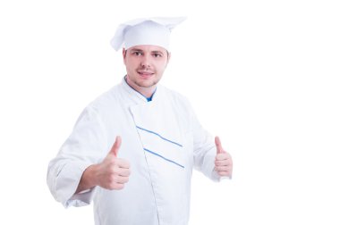 Aşçı ya da Çift Kişilik jest iki eliyle gibi gösterilen Şef