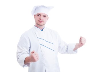 Başarılı Şef veya aşçı bir kazanan olarak hareket