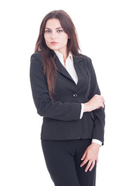 İnce ve uzun boylu bir genç iş kadını seksi hissediyor