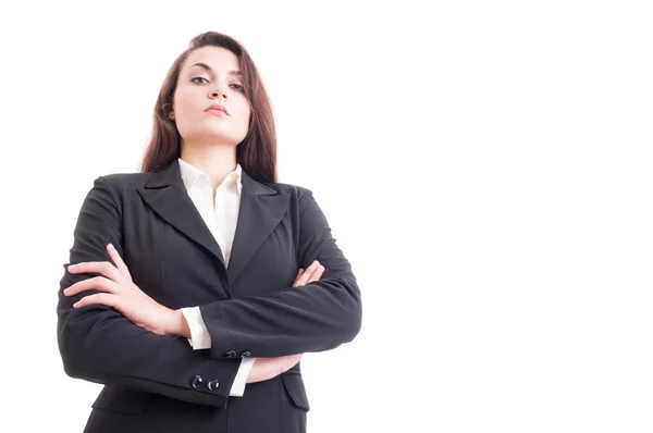 Hero shot of young confident business woman with arms crossed — Stock Photo, Image