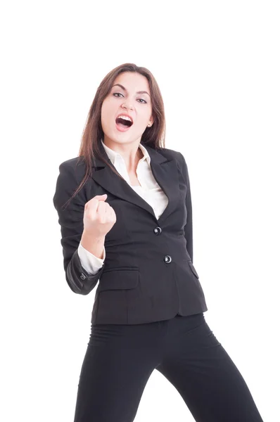 Successful business woman acting enthusiastic as a winner — Stock Photo, Image