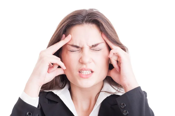 Business woman or financial manager having a stressful headache — Stock Photo, Image