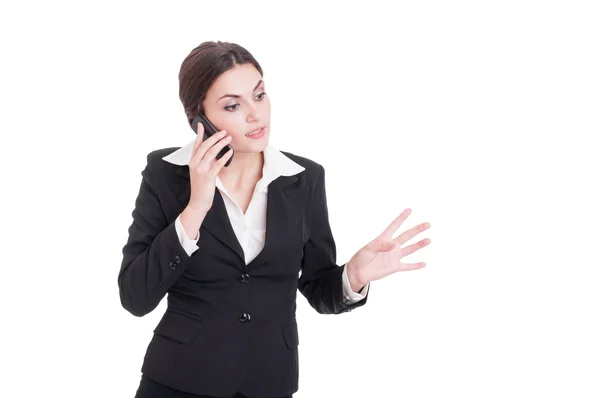 Young bossy business manager woman talking on the phone Royalty Free Stock Photos