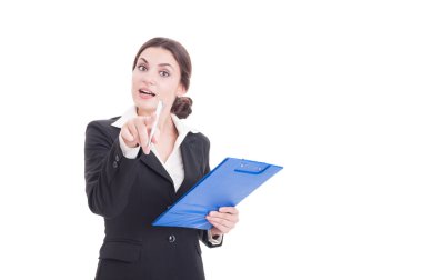 Kadın süpervizör veya Pano işaret parmağı tutan Müfettiş