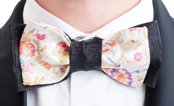 Custom made colored flowers bow tie — Stock Photo, Image