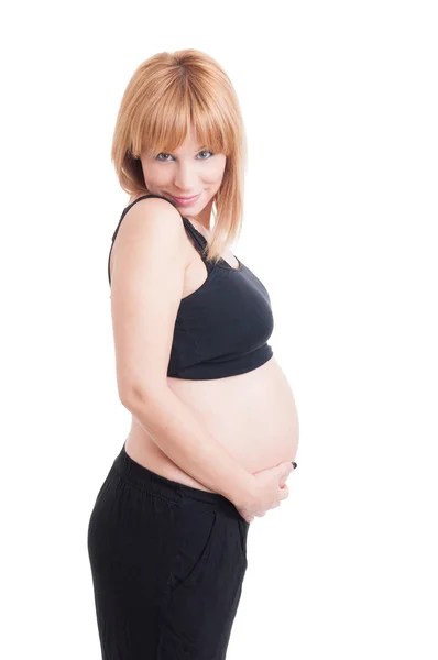 Молодая милая очаровательная блондинка и красивая будущая мама беременна — стоковое фото