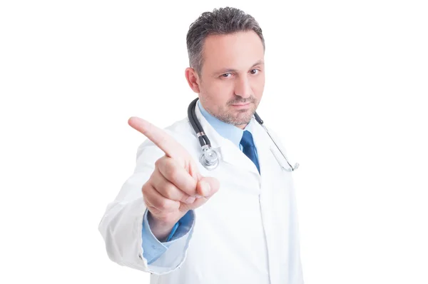 Doctor or medic saying no and making refuse gesture — Stock Photo, Image