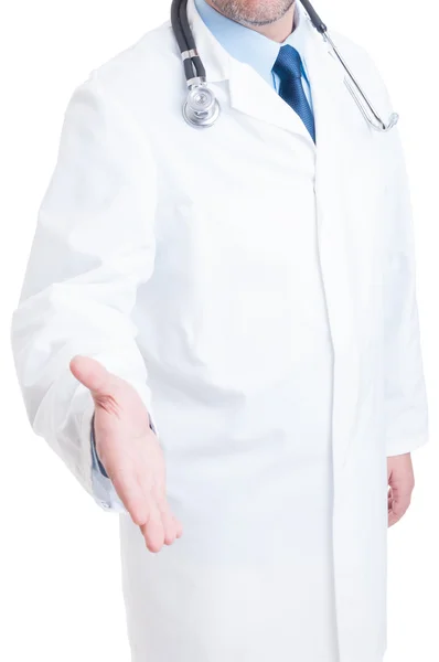 Anonymous doctor or medic offering handshake — Stockfoto