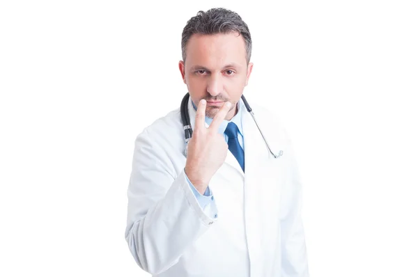 Titta in i mina ögon betala uppmärksamhet gest görs av läkare — Stockfoto