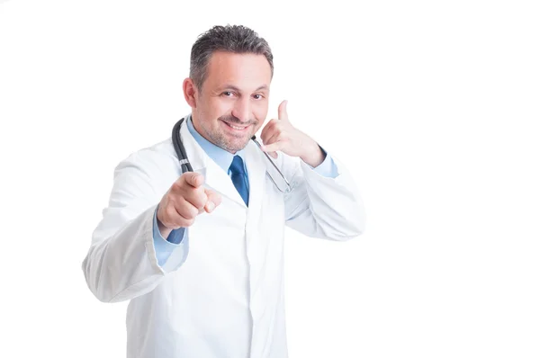 Pålitlig och säker läkare att göra kontakt oss gest — Stockfoto