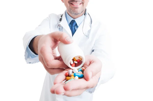 Psychiatrist offering pills — Stock Photo, Image