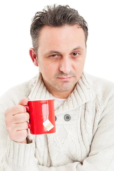 Portrait of a sick man suffering of flu or cold — Stock Photo, Image