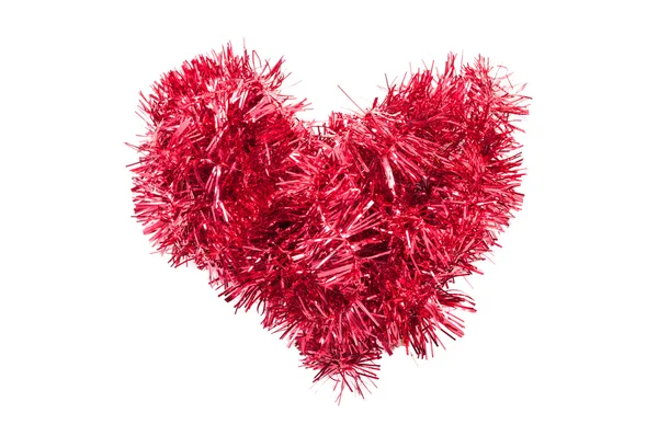 Christmas tinsel or garland heart shape — Stock Photo, Image