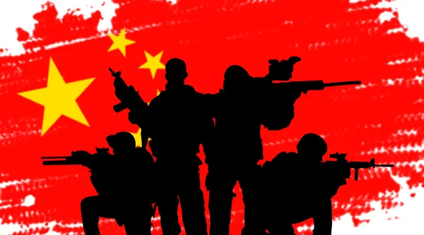 Kiinan armeijan sotilaat käsite — kuvapankkivalokuva