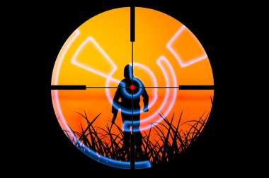 Terrorist attacked by sniper concept clipart