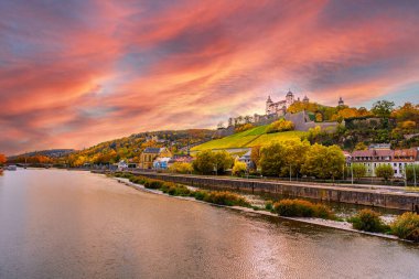 Wurzburg 'daki Marienberg Kalesi Güzel bir yaz günü, Almanya
