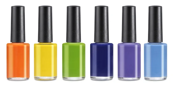 Group of bright nail polishes isolated on white — Stock Photo, Image