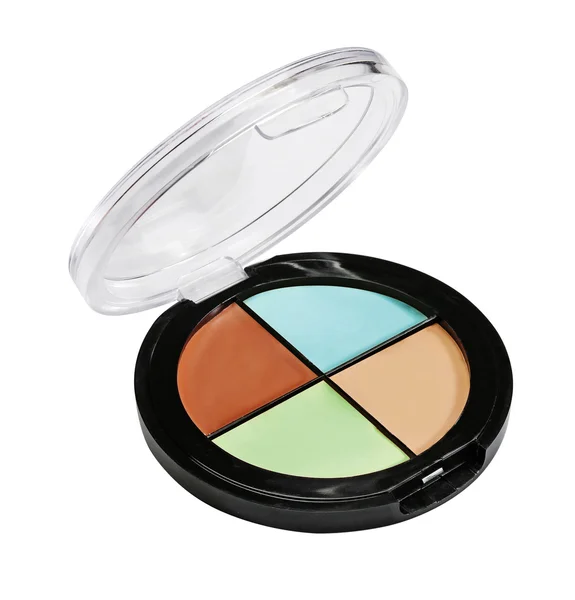 Eye shadows and blush. Plastic case — Stock Photo, Image