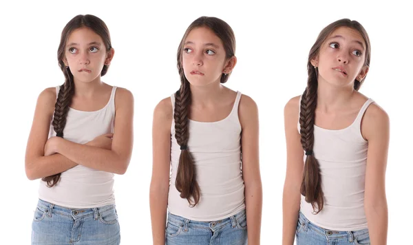Koláž mladé dívky nudí a vztek — Stock fotografie