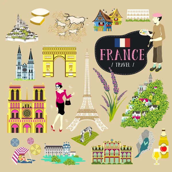 Francia collezione impressione di viaggio — Vettoriale Stock