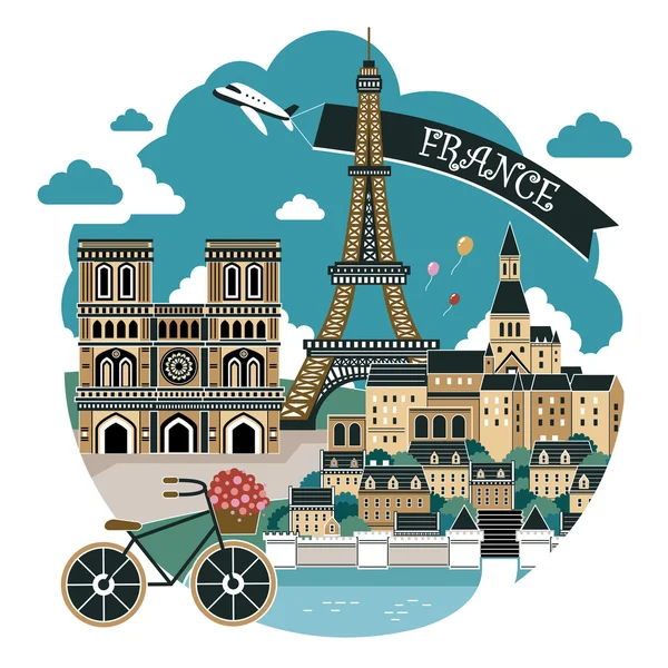 Francia paisaje de la ciudad — Archivo Imágenes Vectoriales