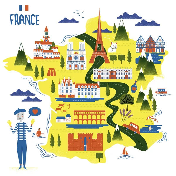 फ्रान्स प्रवास नकाशा — स्टॉक व्हेक्टर