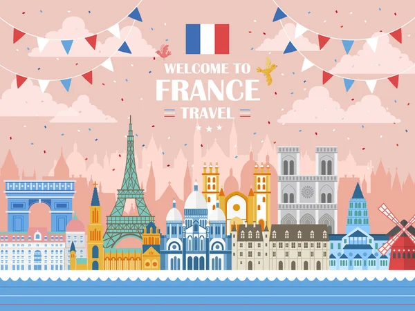 Poster liburan Perancis - Stok Vektor
