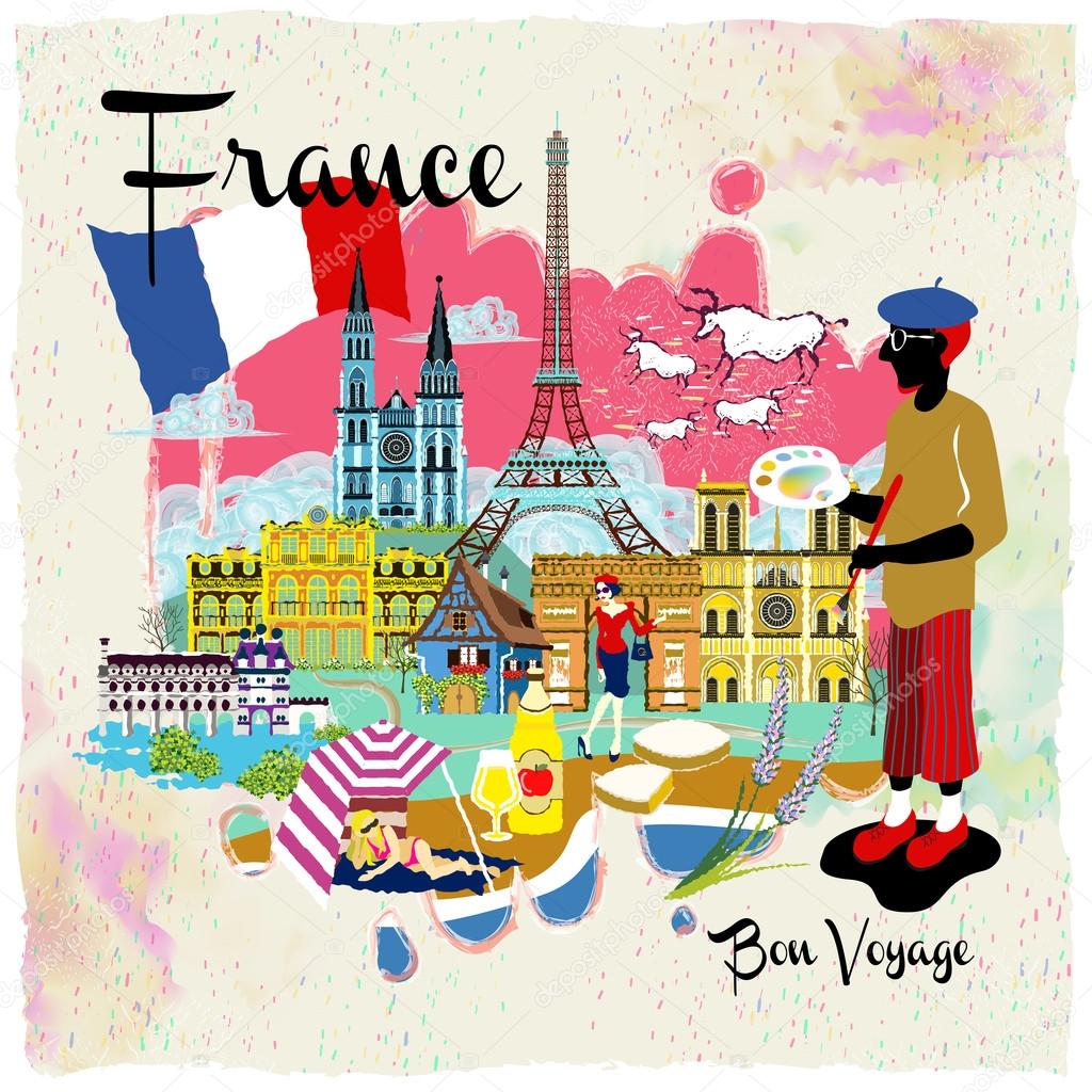 France travel impression poster 