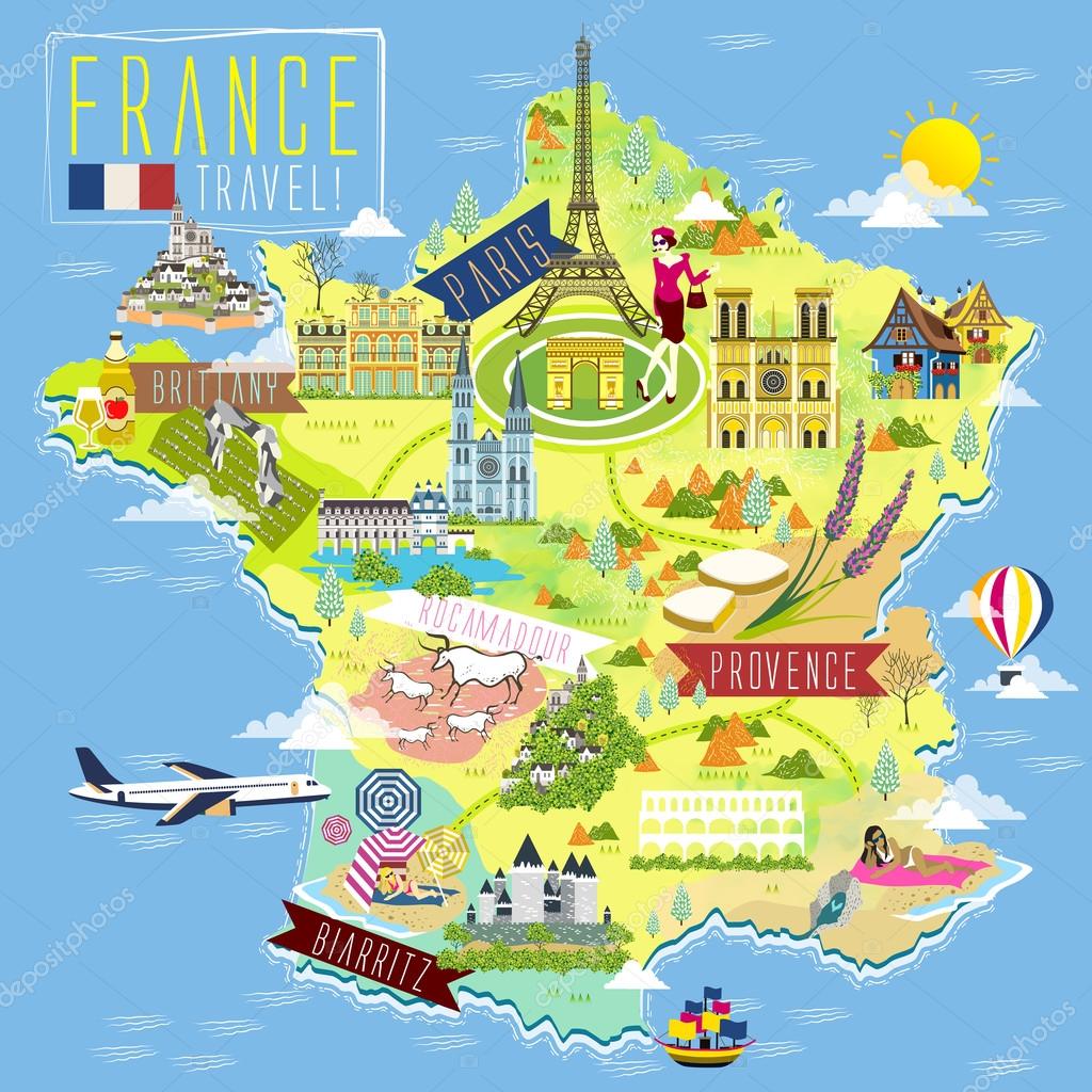 Travel Map Of France France Travel Map Stock Vector Image By ©Kchungtw #102980262