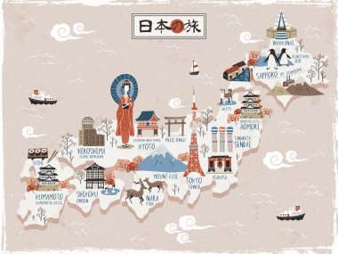 Japonya seyahat harita tasarım 