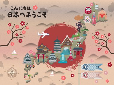 güzel Japonya seyahat harita 
